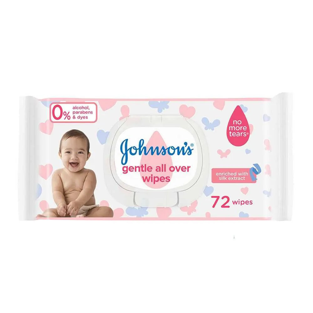 Johnson's Gentle All Over Baby Wipes 72-Pack - Pink Pack with Silk Extract and No More Tears Formula