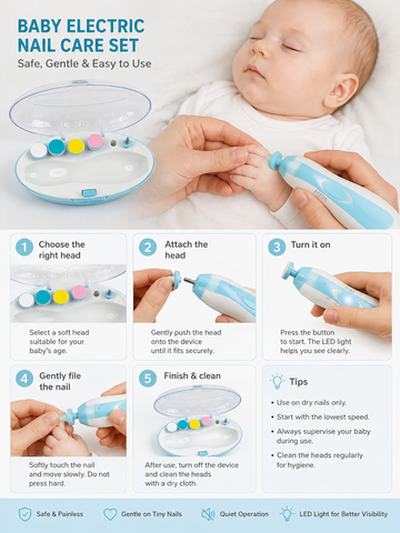Baby Electric Nail Care Set – Safe, Gentle & Painless