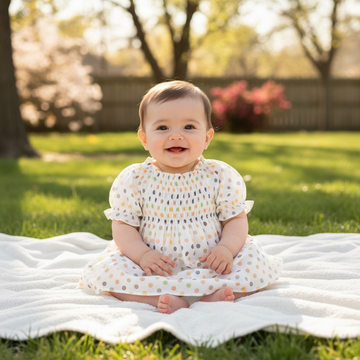 Confetti Dots Baby Girl Frock – Smocked Puff Sleeve Dress