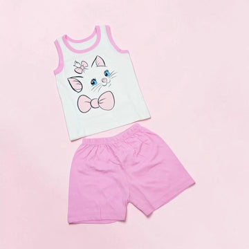Pretty Kitty Girls Summer Set – Sleeveless Top + Pink Shorts