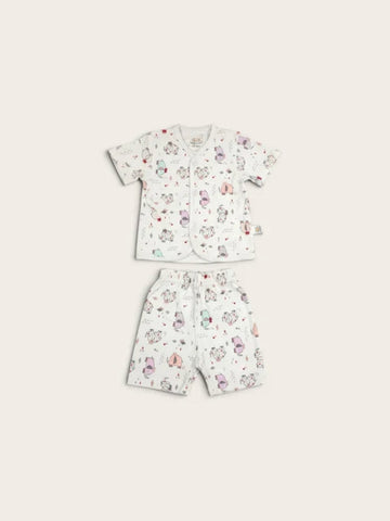 Baby Cartoon Animal Print Shirt & Shorts Set