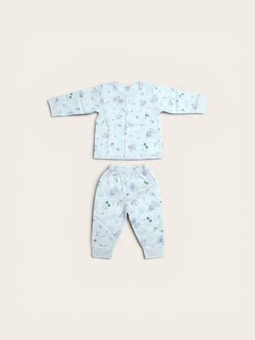 Baby Teddy Bear Print Full Sleeve Shirt & Pants Set — Soft Cotton Winter Outfit for Newborns & Infants