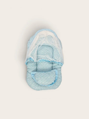 Baby Nest Bed with Mosquito Net – Safe, Cozy & Portable - Blue