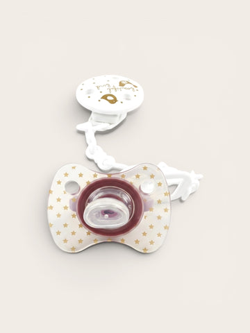 Baby Beautiful Bird Pacifier with Clip – Gold Star Aesthetic Soother Set