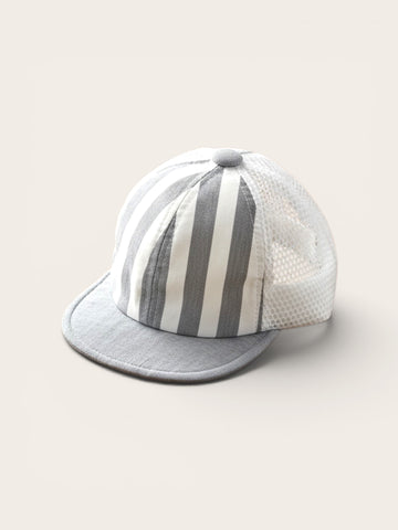 Grey Striped Mesh Baby Cap