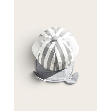 Grey Striped Mesh Baby Cap