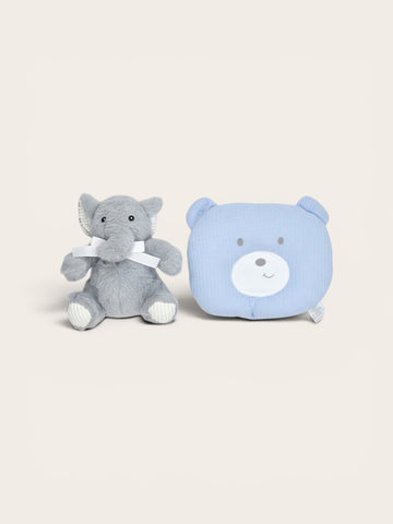 Bear Pillow & Elephant Plush Baby Gift Set
