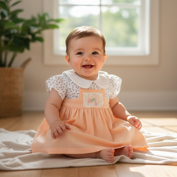 Peach Cherry Lace Baby Girl Dress