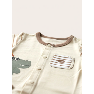 Little Monster Sports Baby Set – Crocodile Print T-Shirt & Khaki Shorts