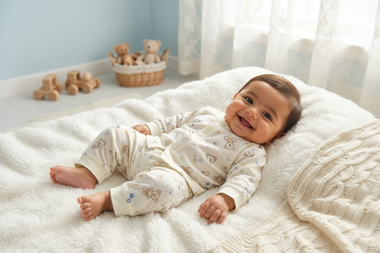 Baby in Bear Print Outfit