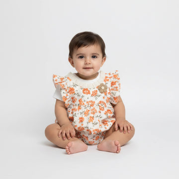 Orange Blossom Ruffle Baby Girl Romper