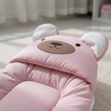 Pink Bear Hug Baby Swaddle Sleeping Bag