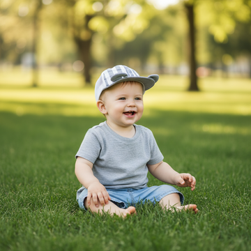 Grey Striped Mesh Baby Cap