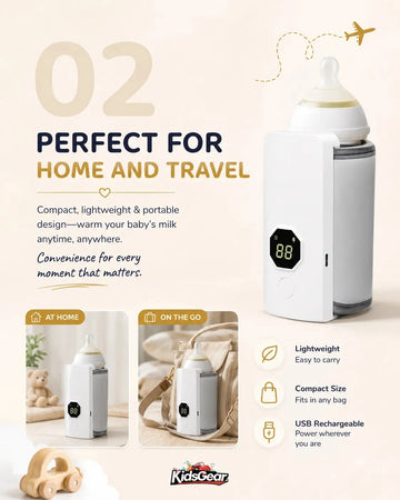 Portable USB Rechargeable Baby Bottle Warmer – LCD Display & Precise Temp Control