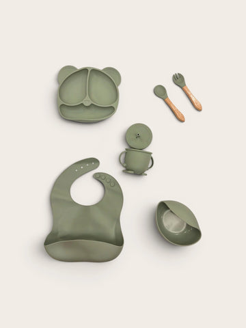 Baby Silicone Tableware Set (Green)
