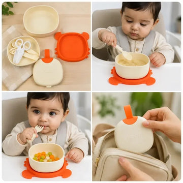 Baby Bear Food Container Set – Bowl, Spoon, Fork & Scissors