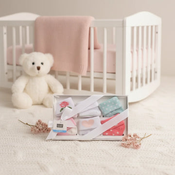 Hudson Baby Girl Socks Gift Box Set 6 Pair - Rose Heart Polka Dot