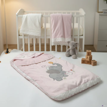 Pink Elephant & Bunny Baby Sleeping Bag