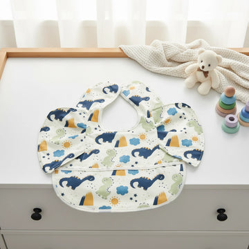Waterproof Baby Bib with Crumb Catcher Pocket