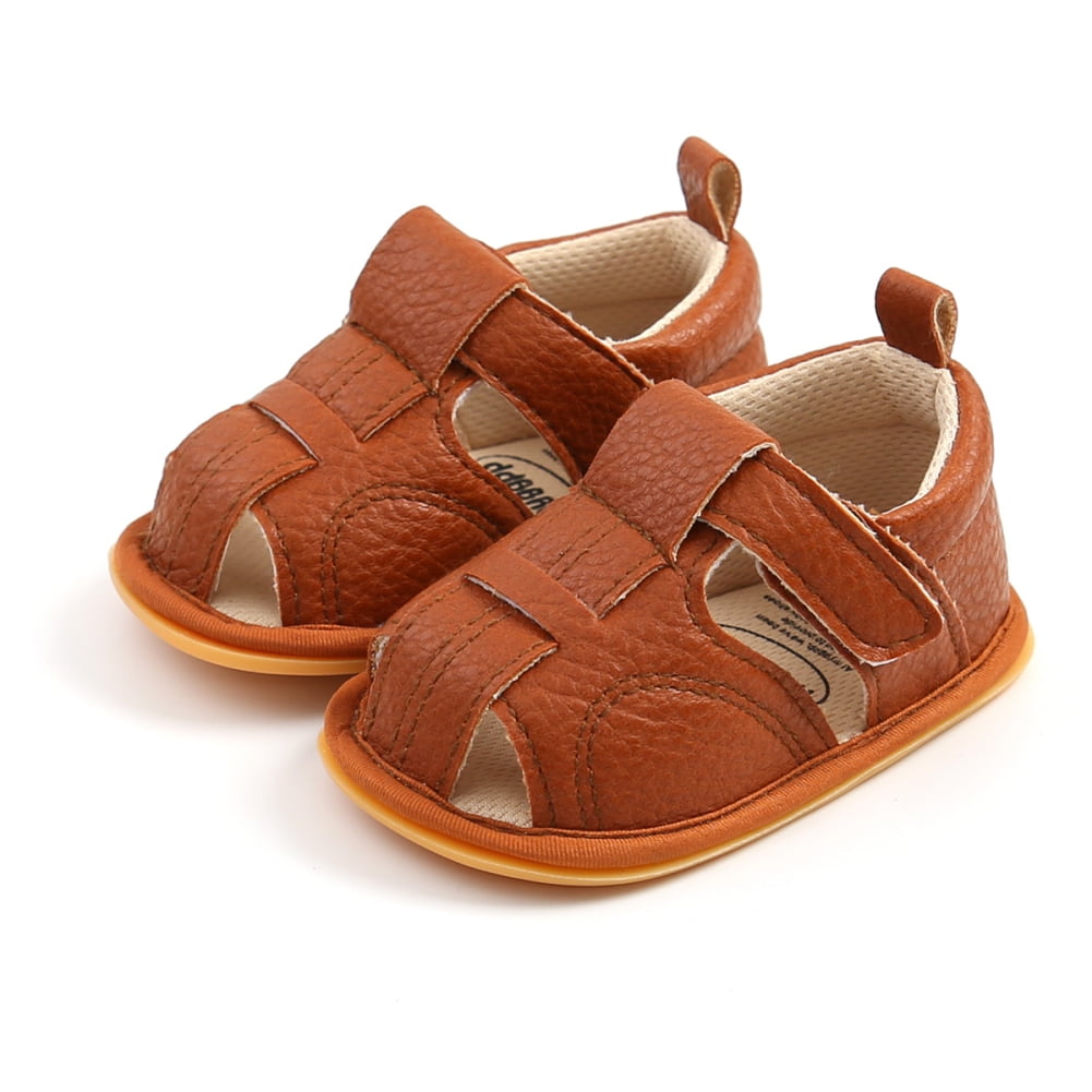 First Steps Baby Leather Sandals - Front View Pair on White Background