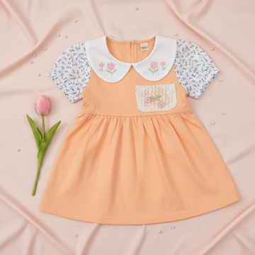 Peach Cherry Lace Baby Girl Dress
