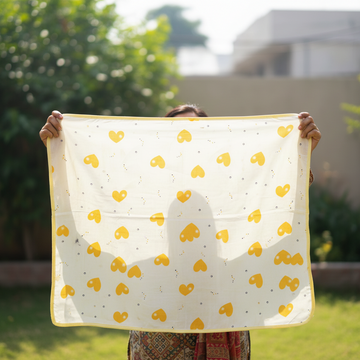Golden Hearts Muslin Baby Swaddle