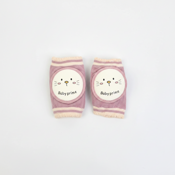 Baby Prime Cat Face Mauve Pink Knee Pads - hero image front view white background both pads side by side