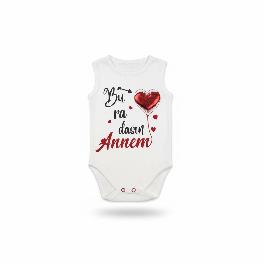 Buradasın Annem I Love Mummy Baby Bodysuit - hero image white background product shot