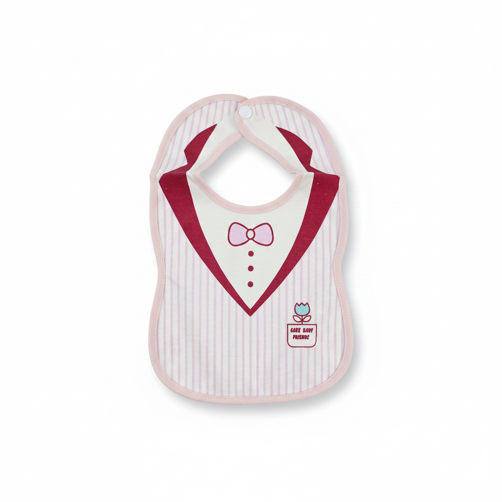 Care Baby Friends Tuxedo Baby Bib - hero image front view white background showing full tuxedo print