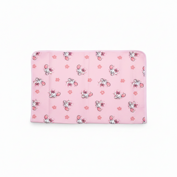 Pink Puppy Balloon Waterproof Baby Changing Mat - hero image front view white background showing full puppy balloon flower print