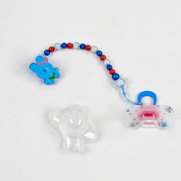 Baby Blue Bunny Pacifier Set – 2 Soothers with Cartoon Bead Clip