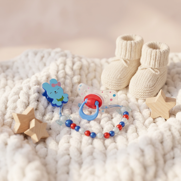 Baby Blue Bunny Pacifier Set – 2 Soothers with Cartoon Bead Clip
