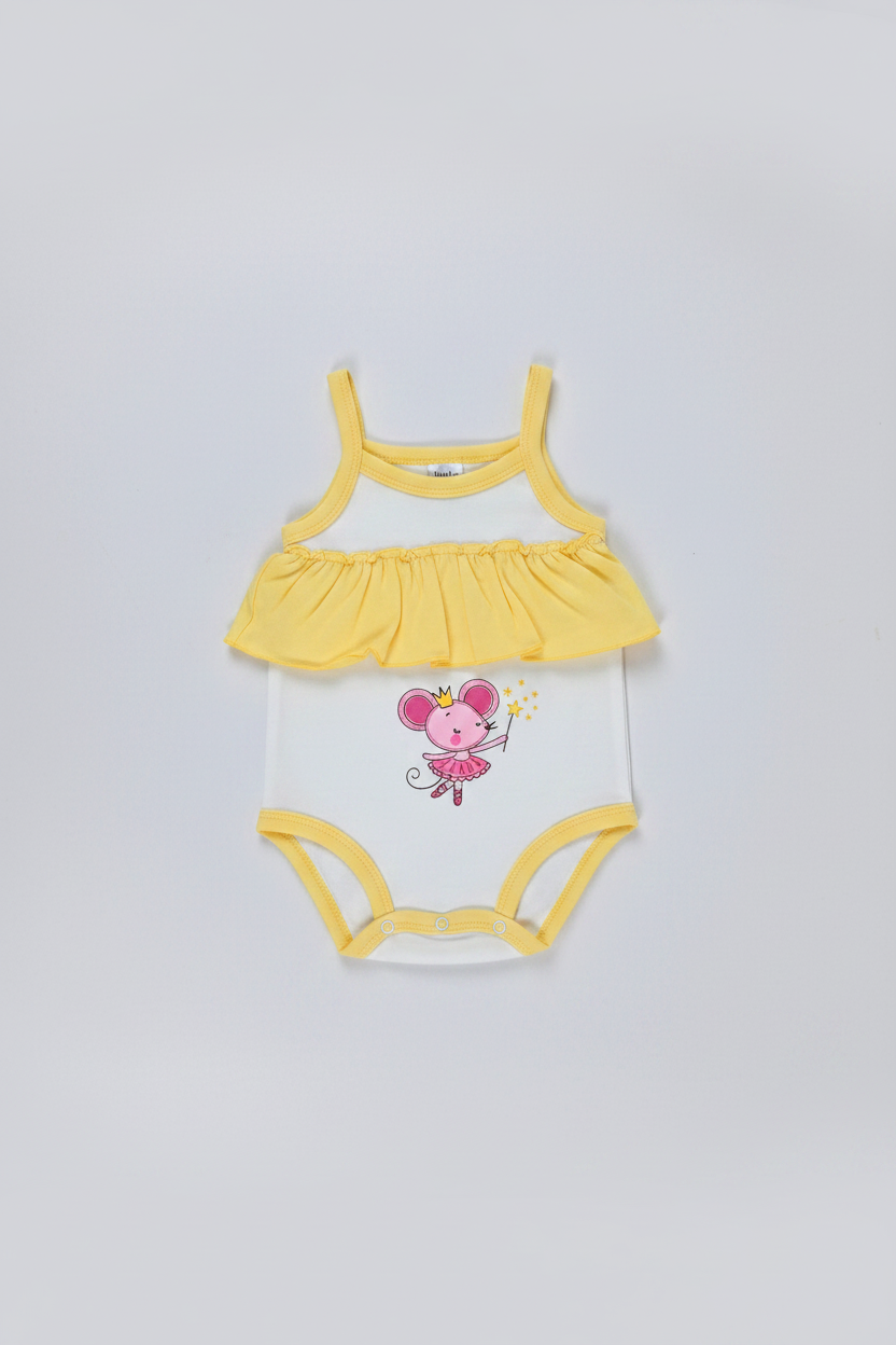 Yellow ruffle sleeveless baby romper