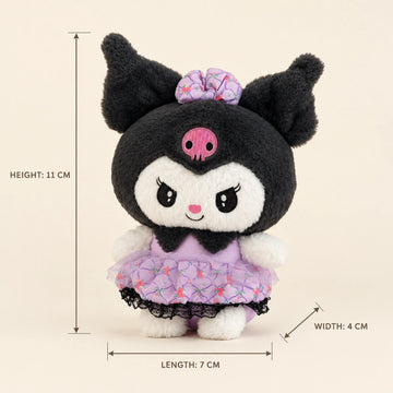 Kuromi Plush Toy with Lavender Lace Dress - Sanrio Soft Stuffed Doll