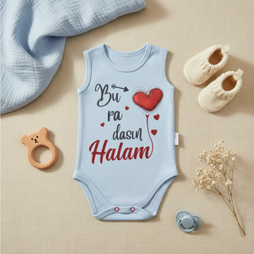 Buradasın Halam Light Blue Sleeveless Baby Bodysuit - Aunt Gift Slogan