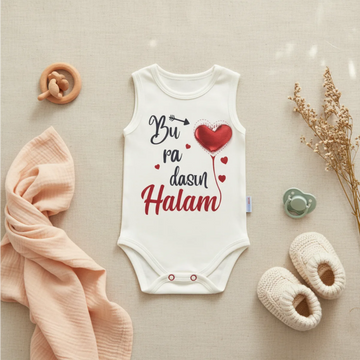 Buradasın Halam Light Blue Sleeveless Baby Bodysuit - Aunt Gift Slogan