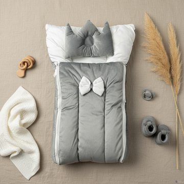 Pink Velvet Baby Nest & Sleeping Bag Set