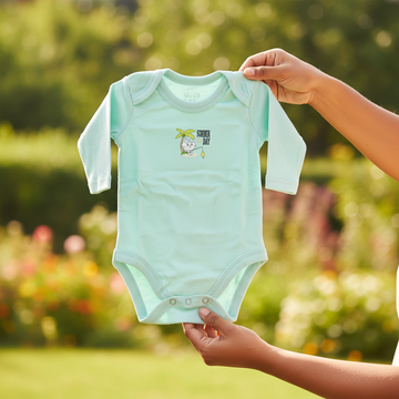 "Summer Day" Baby Onesie – Mint Long Sleeve with Chest Print