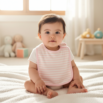 Pink Striped Baby Bib