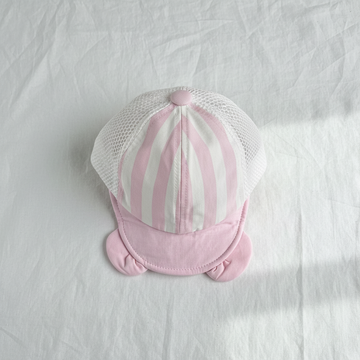 Pink Striped Baby Cap