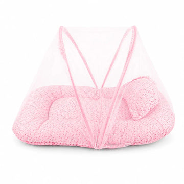Baby Nest Bed with Mosquito Net – Safe, Cozy & Portable - Pink