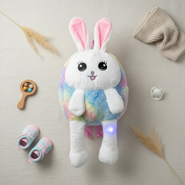 Rainbow Bunny LED Light-Up Plush Backpack