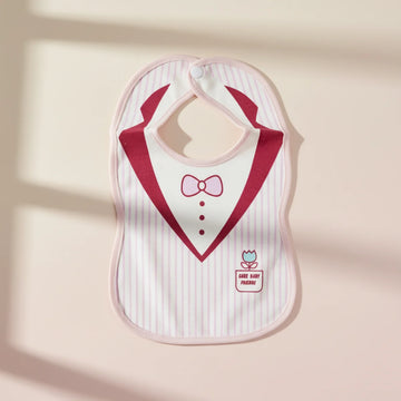 Care Baby Friends Tuxedo Style Waterproof Baby Bib Pink Bow