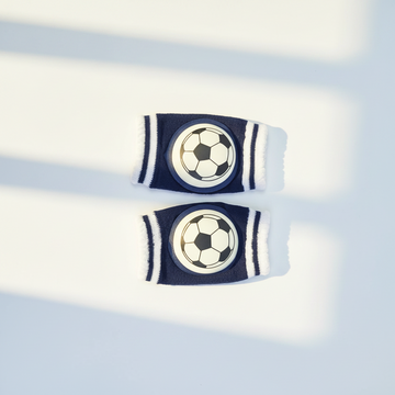 Football Soccer Baby Boy Knee Pads - premium studio scene angled view white background with natural light