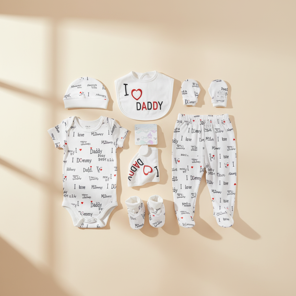 I Love Daddy Baby Gift Set - premium studio scene white background