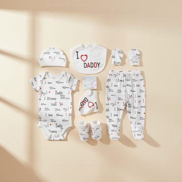I Love Daddy Baby Gift Set - premium studio scene white background