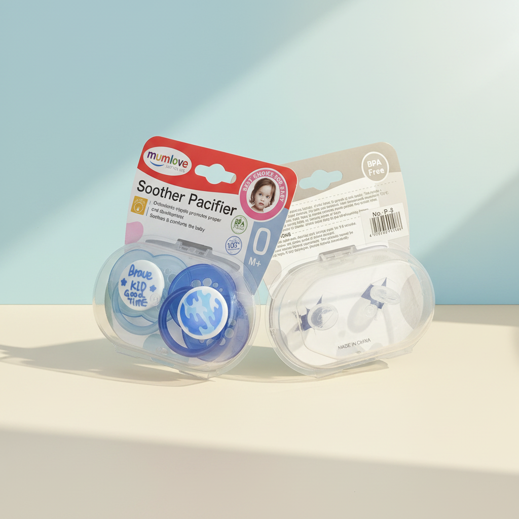 Mumlove Soother Pacifier 2 Pack - premium studio scene front and back packaging