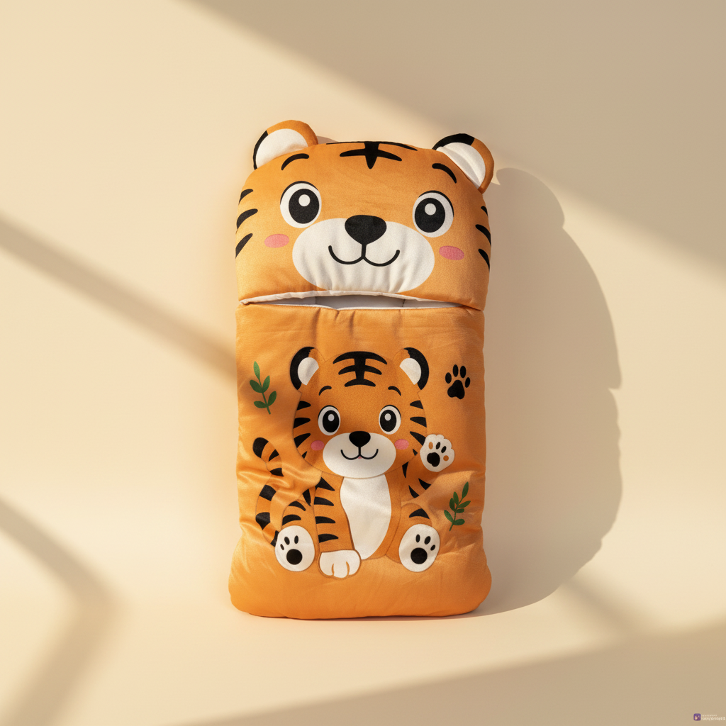 Tiger baby nest sleeping bag – premium studio scene warm light