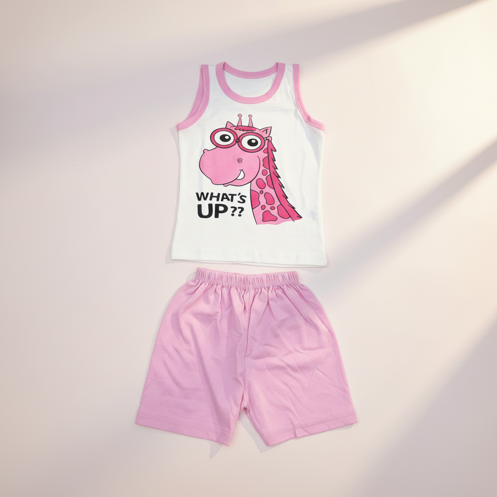 What's Up Giraffe Baby Girl Set - premium studio scene pink background full set