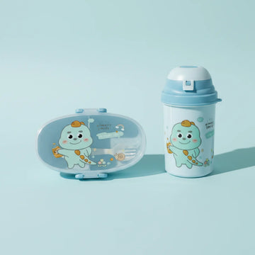 Cartoon Kids Lunch Box & Water Bottle Set
